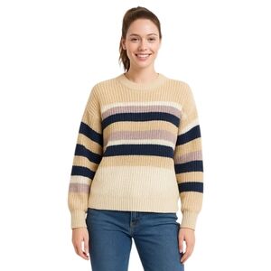  RUE21 Women's Multi- Color OVERSIZED Striped Crew Neck Sweater XS - Large